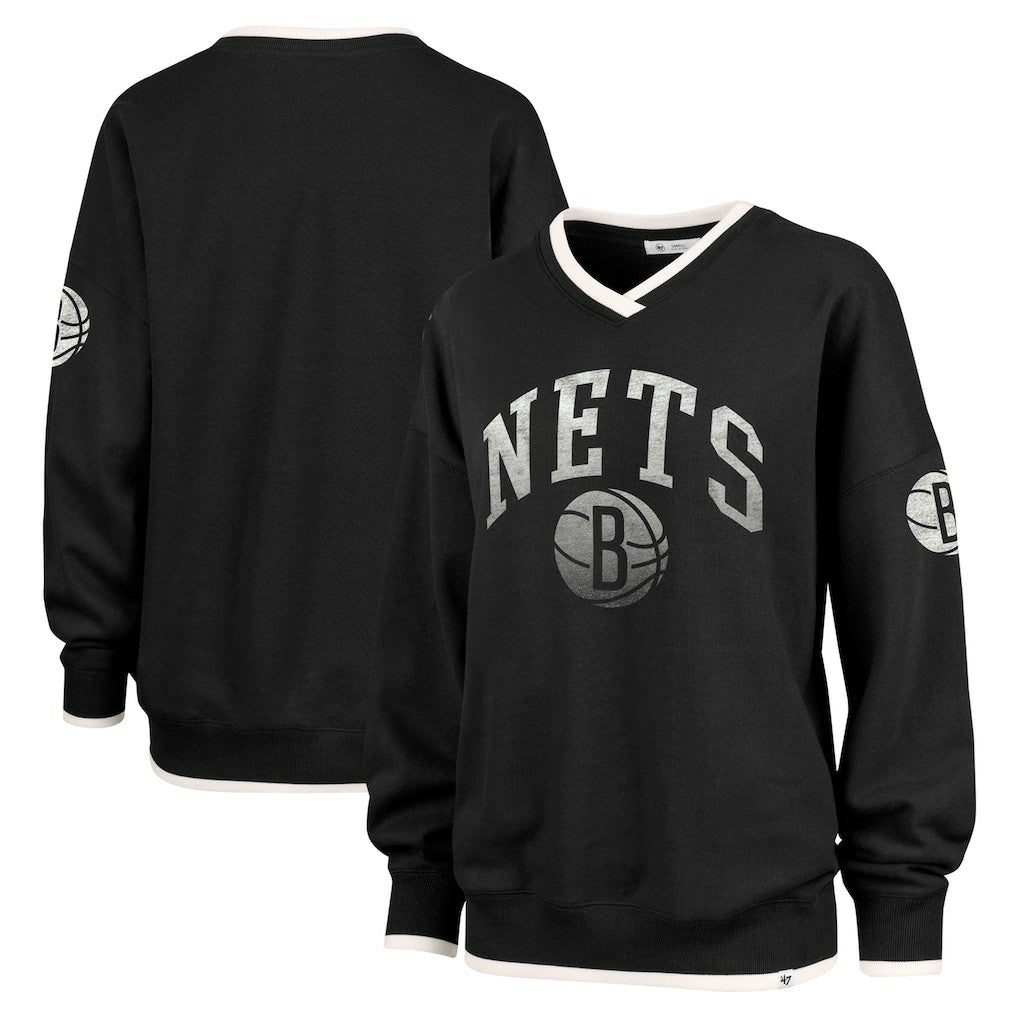 47 brand Brooklyn Nets '47 Women's Rise Wax Pack Daze '80s Oversize Pullover Sweatshirt Black
