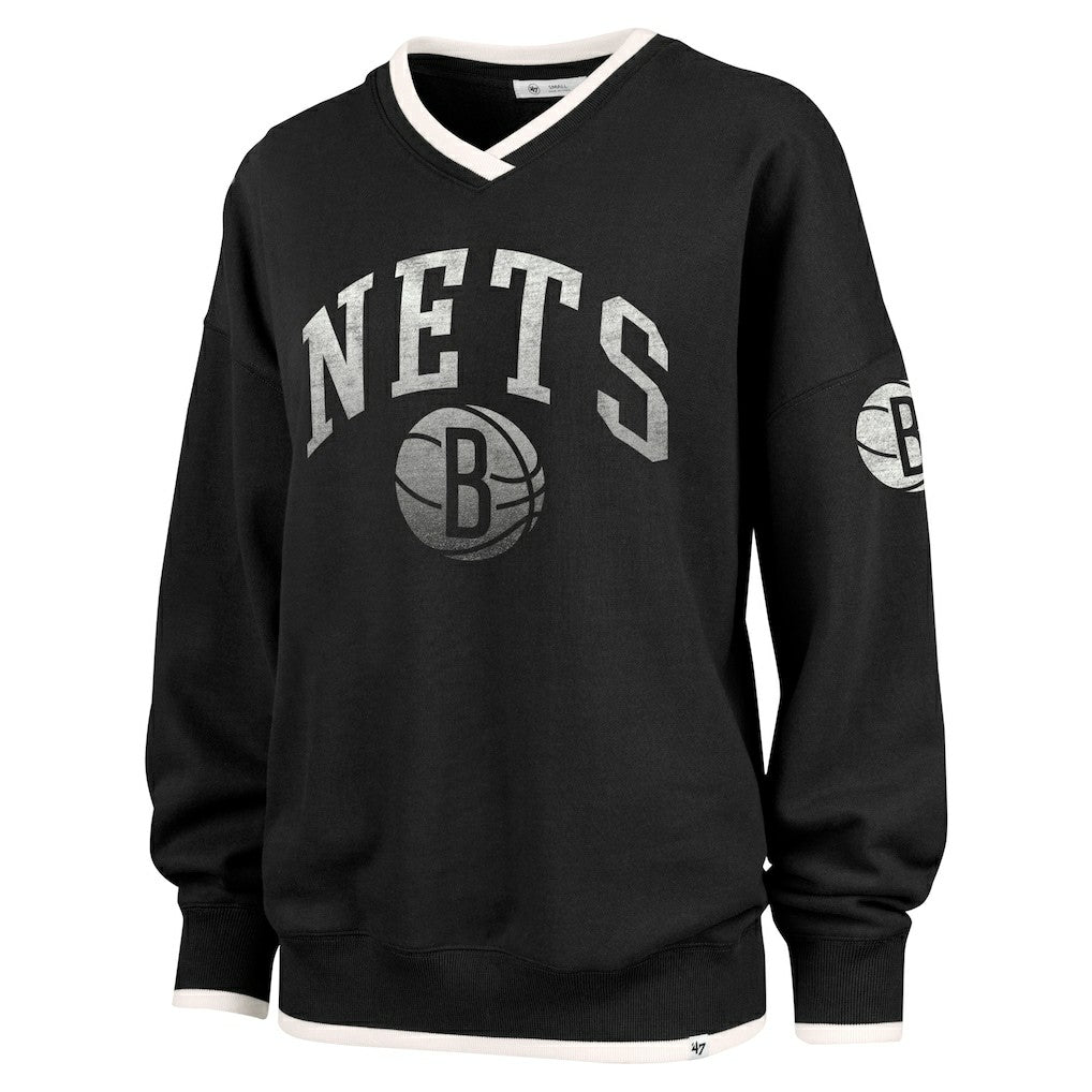 47 brand Brooklyn Nets '47 Women's Rise Wax Pack Daze '80s Oversize Pullover Sweatshirt Black