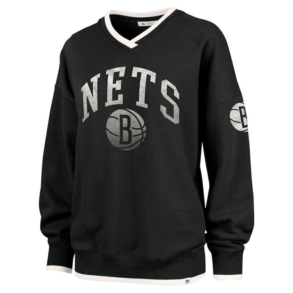 47 brand Brooklyn Nets '47 Women's Rise Wax Pack Daze '80s Oversize Pullover Sweatshirt Black