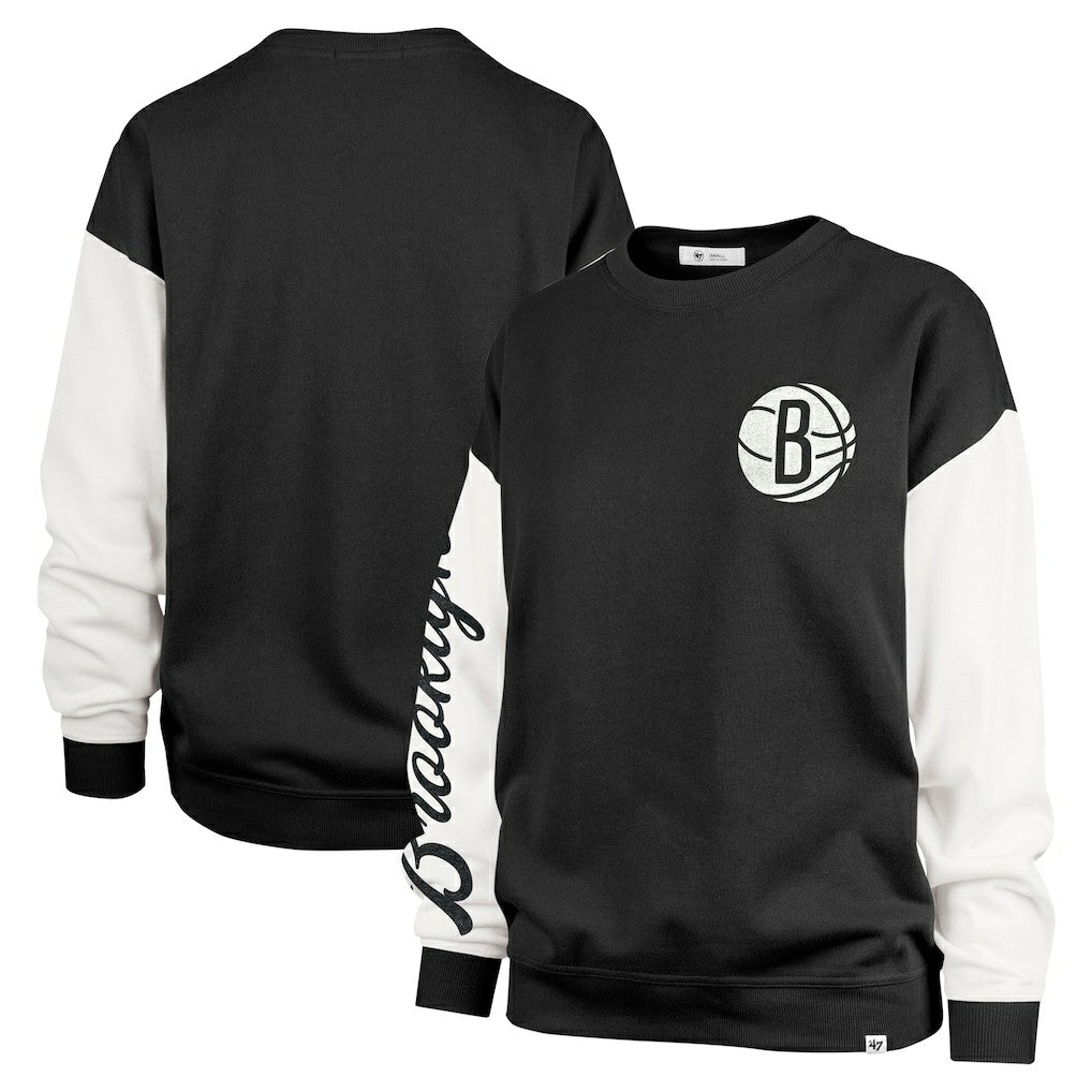 47 brand Brooklyn Nets '47 Women's Rise Andie Oversized Pullover Sweatshirt Black