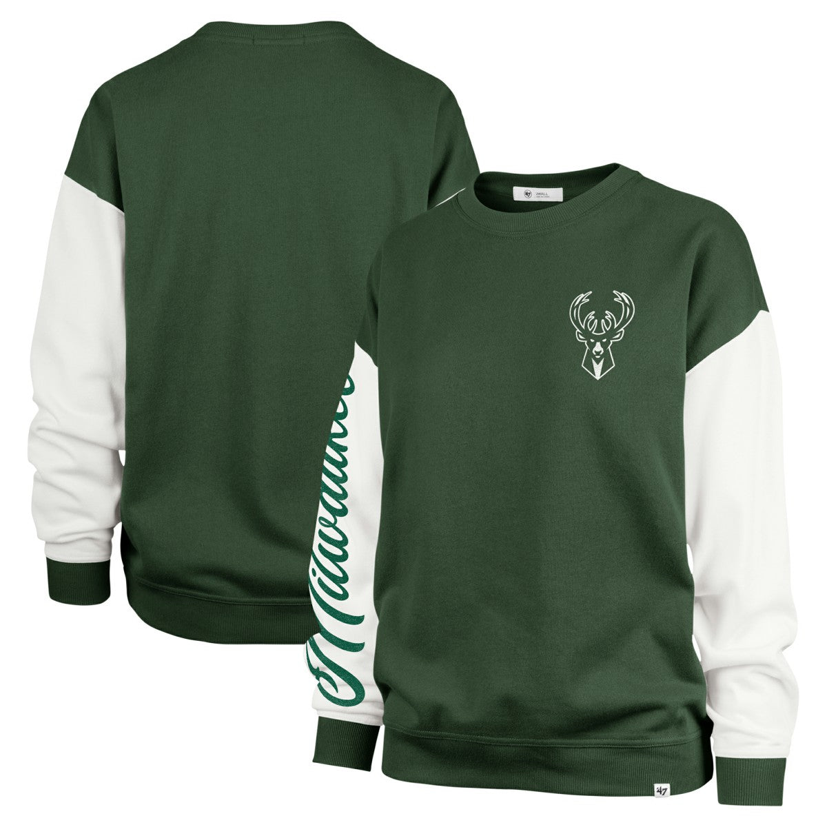 47 brand Milwaukee Bucks '47 Women's Rise Andie Oversized Pullover Sweatshirt Hunter Green