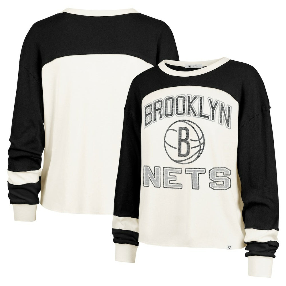 47 brand Brooklyn Nets '47 Women's Curve Raglan Long Sleeve T-Shirt Cream
