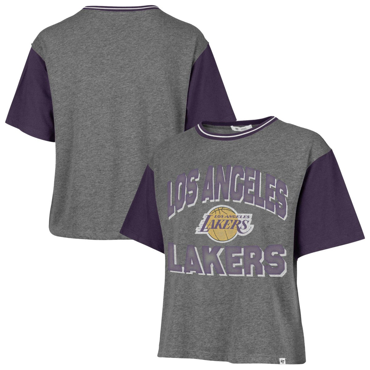 47 brand Los Angeles Lakers '47 Women's Rise Clubhouse Ziggy Color Block T-Shirt Gray