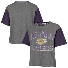 47 brand Los Angeles Lakers '47 Women's Rise Clubhouse Ziggy Color Block T-Shirt Gray