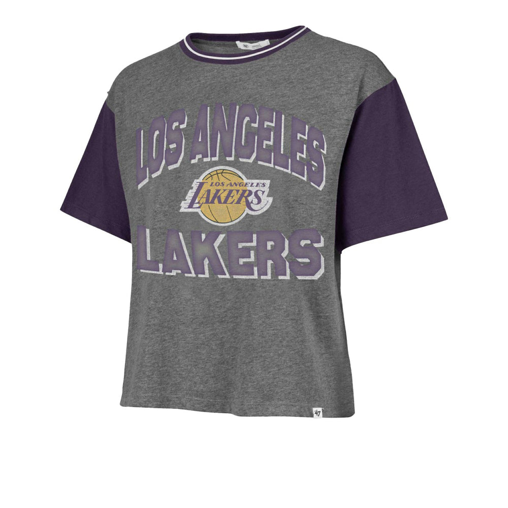 47 brand Los Angeles Lakers '47 Women's Rise Clubhouse Ziggy Color Block T-Shirt Gray