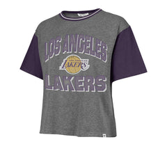 47 brand Los Angeles Lakers '47 Women's Rise Clubhouse Ziggy Color Block T-Shirt Gray