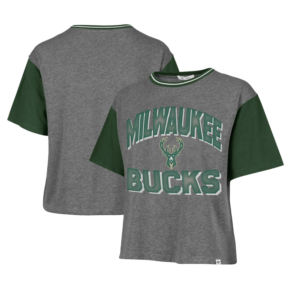 47 brand Milwaukee Bucks '47 Women's Rise Clubhouse Ziggy Color Block T-Shirt Gray