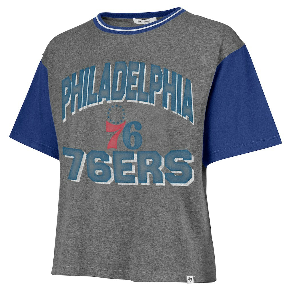 47 brand Philadelphia 76ers '47 Women's Rise Clubhouse Ziggy Color Block T-Shirt Gray