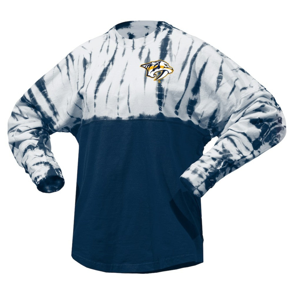 Nashville Predators Spirit Jersey Unisex Crystal Half Dye Long Sleeve T-Shirt - Navy | NHL Clearance