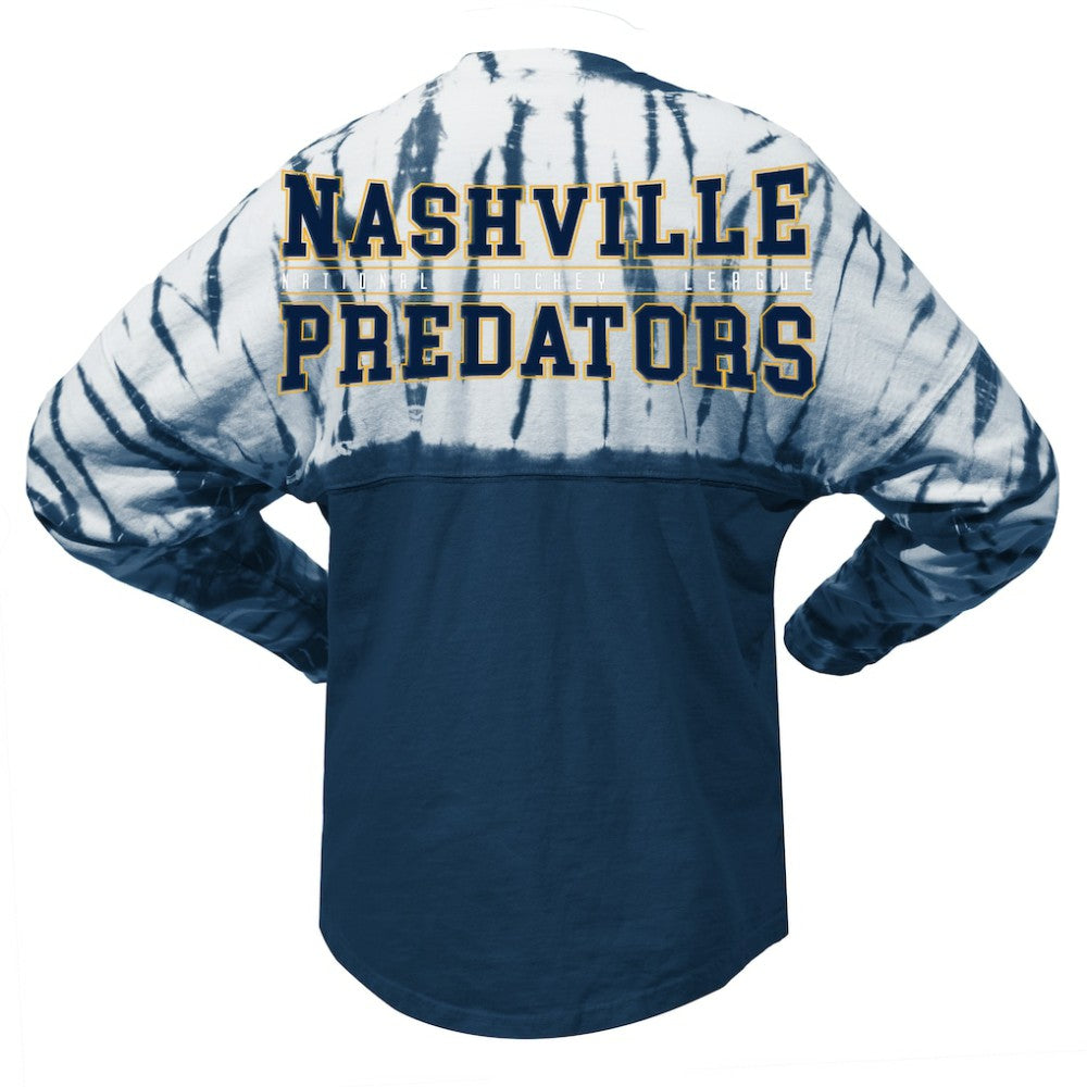 Nashville Predators Spirit Jersey Unisex Crystal Half Dye Long Sleeve T-Shirt - Navy | NHL Clearance