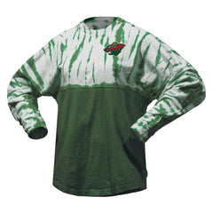 Minnesota Wild Spirit Jersey Unisex Crystal Half Dye Long Sleeve T-Shirt - Green | NHL Lifestyle