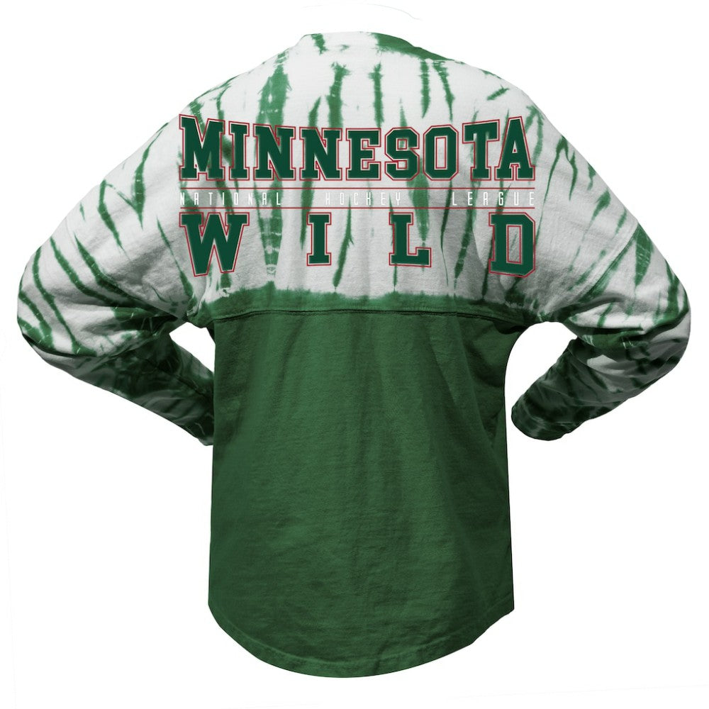 Minnesota Wild Spirit Jersey Unisex Crystal Half Dye Long Sleeve T-Shirt - Green | NHL Lifestyle
