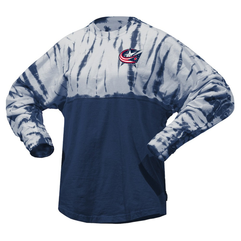 Columbus Blue Jackets Spirit Jersey Unisex Crystal Half Dye Long Sleeve T-Shirt - Navy | NHL online