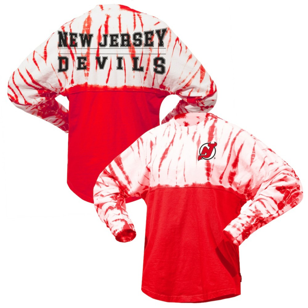 New Jersey Devils Spirit Jersey Unisex Crystal Half Dye Long Sleeve T-Shirt - Red | NHL near me