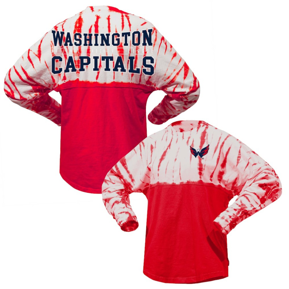 Washington Capitals Spirit Jersey Unisex Crystal Half Dye Long Sleeve T-Shirt - Red | NHL sale