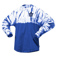 Toronto Maple Leafs Spirit Jersey Unisex Crystal Half Dye Long Sleeve T-Shirt - Blue | NHL Lifestyle