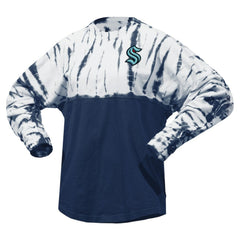 Seattle Kraken Spirit Jersey Unisex Crystal Half Dye Long Sleeve T-Shirt - Deep Sea Blue | NHL on sale