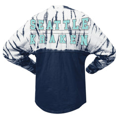 Seattle Kraken Spirit Jersey Unisex Crystal Half Dye Long Sleeve T-Shirt - Deep Sea Blue | NHL on sale