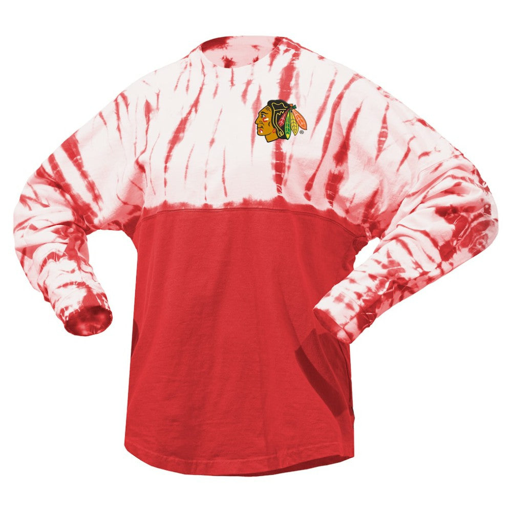 Chicago Blackhawks Spirit Jersey Unisex Crystal Half Dye Long Sleeve T-Shirt - Red | NHL sale