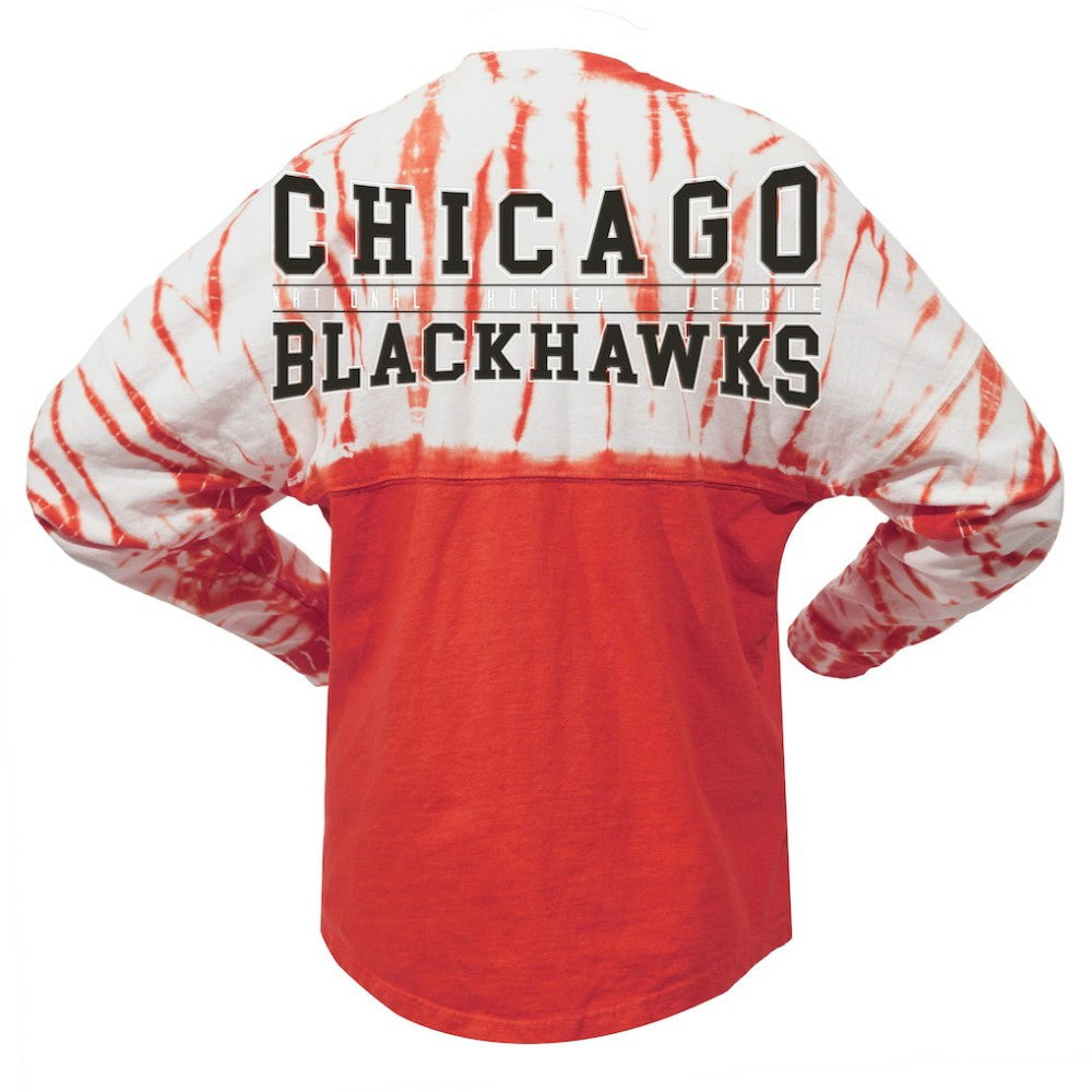 Chicago Blackhawks Spirit Jersey Unisex Crystal Half Dye Long Sleeve T-Shirt - Red | NHL sale