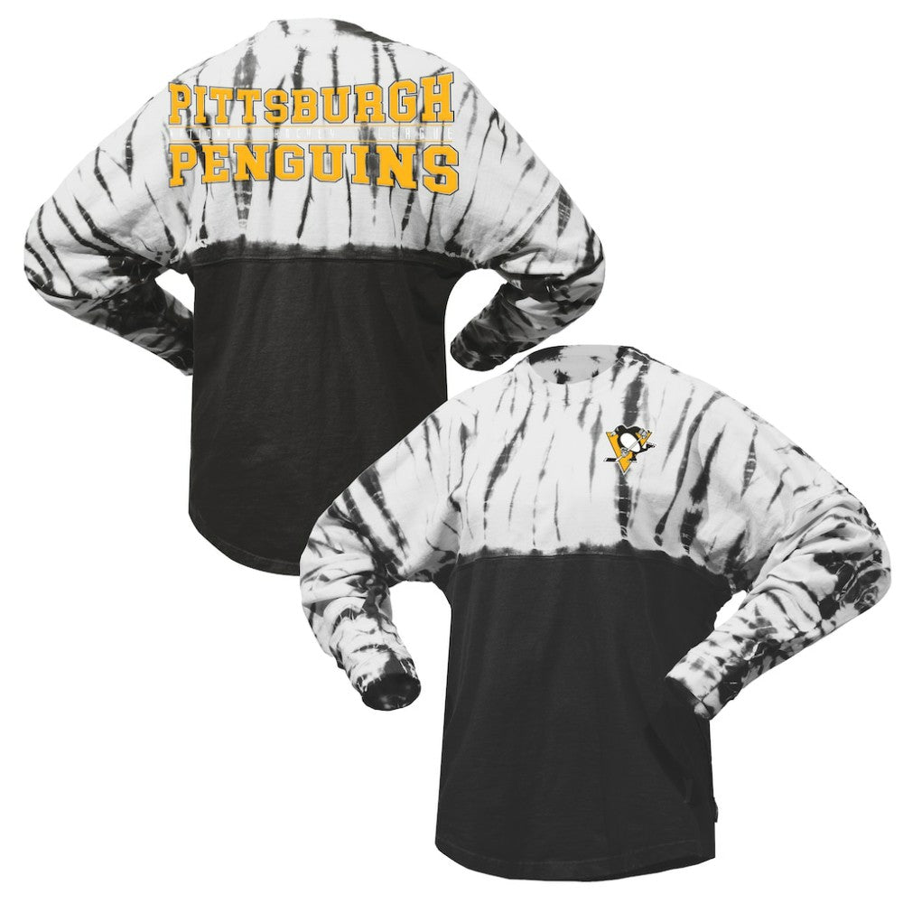 Pittsburgh Penguins Spirit Jersey Unisex Crystal Half Dye Long Sleeve T-Shirt - Black | NHL on sale
