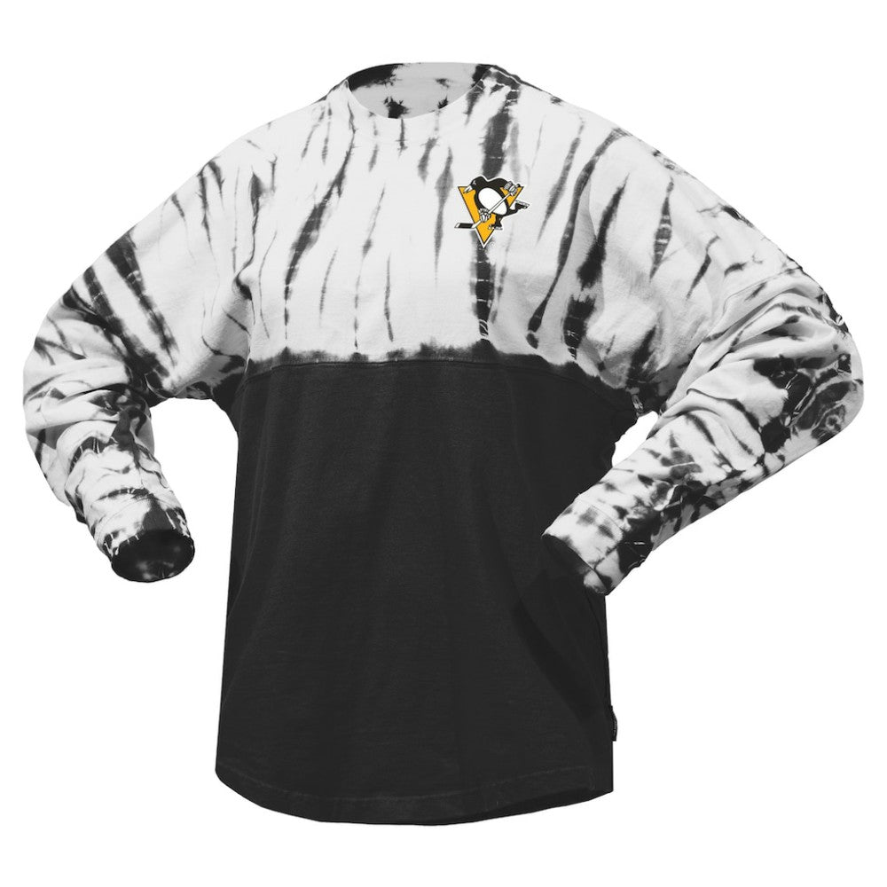 Pittsburgh Penguins Spirit Jersey Unisex Crystal Half Dye Long Sleeve T-Shirt - Black | NHL on sale