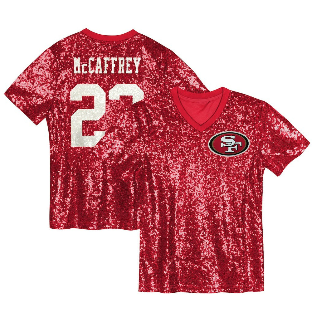 Christian McCaffrey San Francisco 49ers Women's Player Name & Number V-Neck Fashion Jersey - Scarlet - NFL