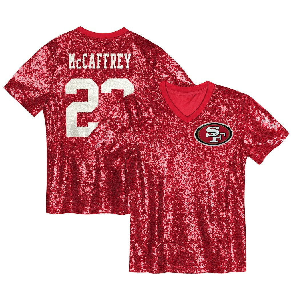 Christian McCaffrey San Francisco 49ers Women's Player Name & Number V-Neck Fashion Jersey - Scarlet - NFL