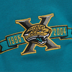 Jacksonville Jaguars All Over 4.0 Vintage Logo Pullover Sweatshirt - Heather Gray - Mitchell & Ness