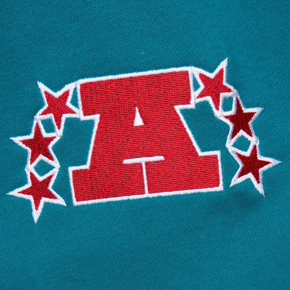 Jacksonville Jaguars All Over 4.0 Vintage Logo Pullover Sweatshirt - Heather Gray - Mitchell & Ness