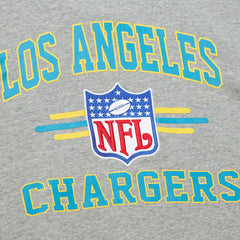 Los Angeles Chargers All Over 4.0 Vintage Logo Pullover Sweatshirt - Heather Gray - Mitchell & Ness