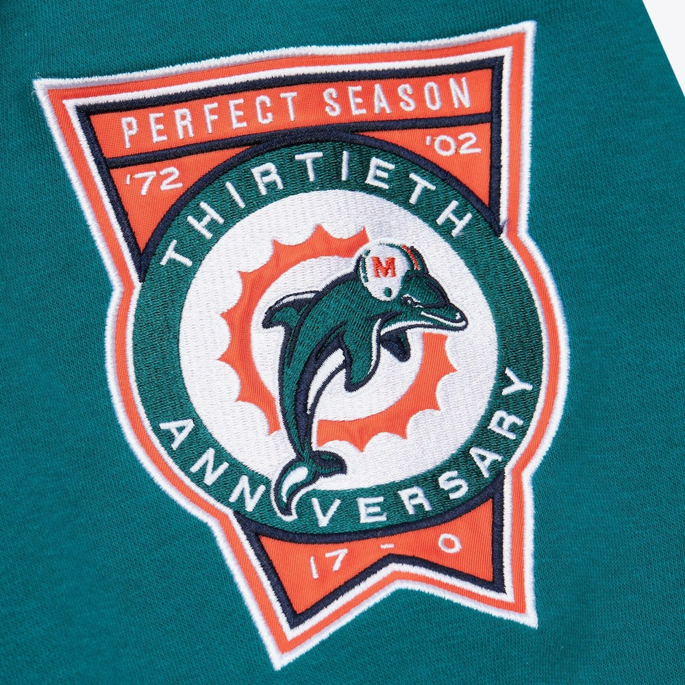 Miami Dolphins All Over 4.0 Vintage Logo Pullover Sweatshirt - Heather Gray - Mitchell & Ness