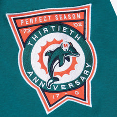 Miami Dolphins All Over 4.0 Vintage Logo Pullover Sweatshirt - Heather Gray - Mitchell & Ness