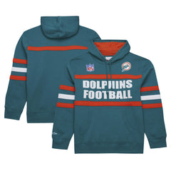 Miami Dolphins Vintage Logo Head Coach Fleece Pullover Hoodie - Aqua - NFL