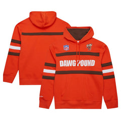 Cleveland Browns Vintage Logo Head Coach Fleece Pullover Hoodie - Orange - NFL