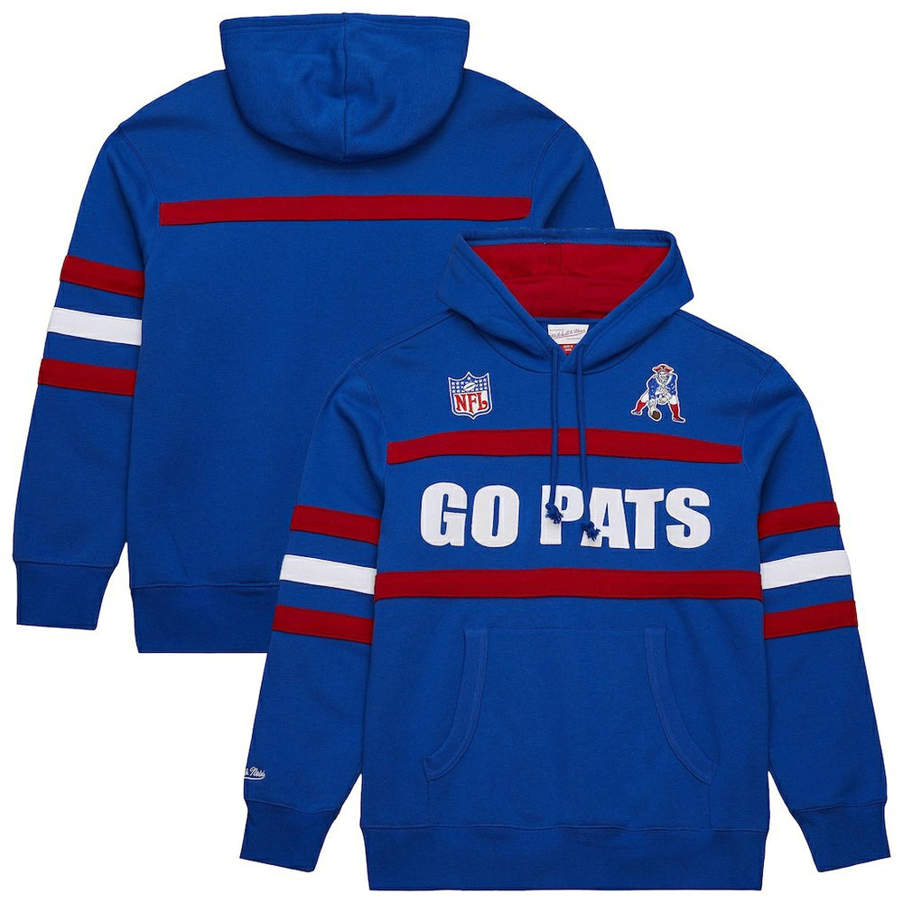 New England Patriots Vintage Logo Head Coach Fleece Pullover Hoodie - Royal - NFL