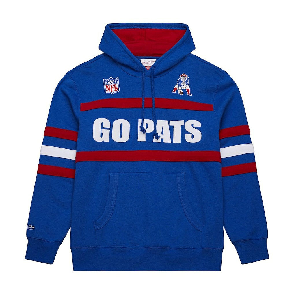 New England Patriots Vintage Logo Head Coach Fleece Pullover Hoodie - Royal - NFL