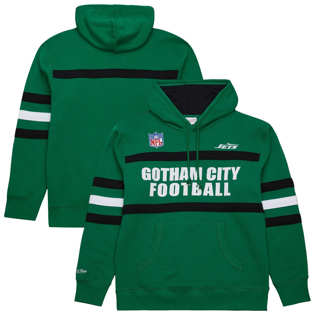 New York Jets Vintage Logo Head Coach Fleece Pullover Hoodie - Kelly Green - NFL