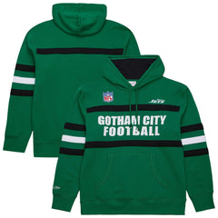 New York Jets Vintage Logo Head Coach Fleece Pullover Hoodie - Kelly Green - NFL