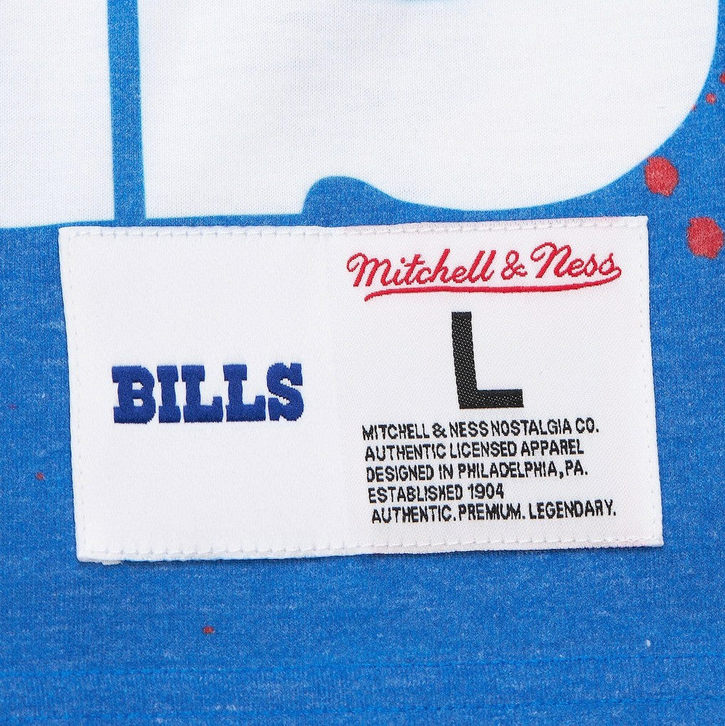 Buffalo Bills Team Burst Vintage Logo T-Shirt - White - Mitchell & Ness