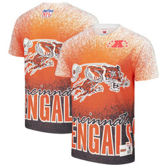 Cincinnati Bengals Team Burst Vintage Logo T-Shirt - White - Mitchell & Ness