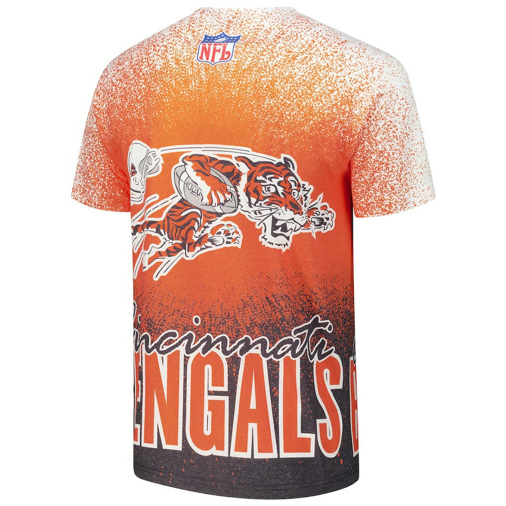 Cincinnati Bengals Team Burst Vintage Logo T-Shirt - White - Mitchell & Ness