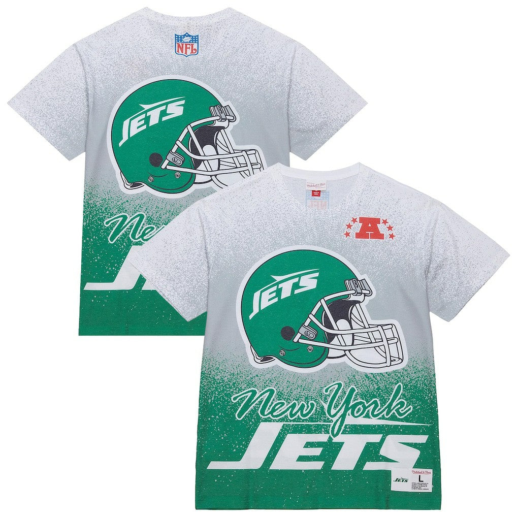 New York Jets Team Burst Vintage Logo T-Shirt - White - Mitchell & Ness