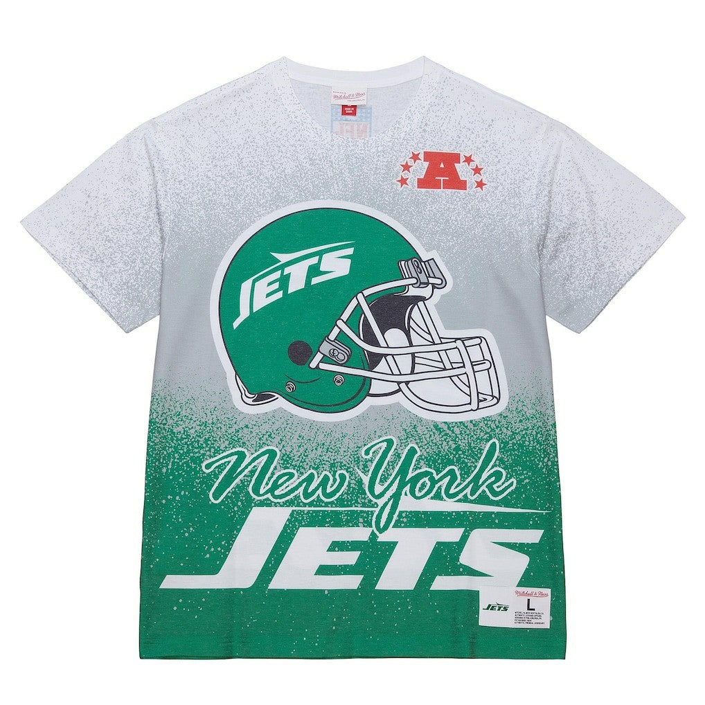 New York Jets Team Burst Vintage Logo T-Shirt - White - Mitchell & Ness