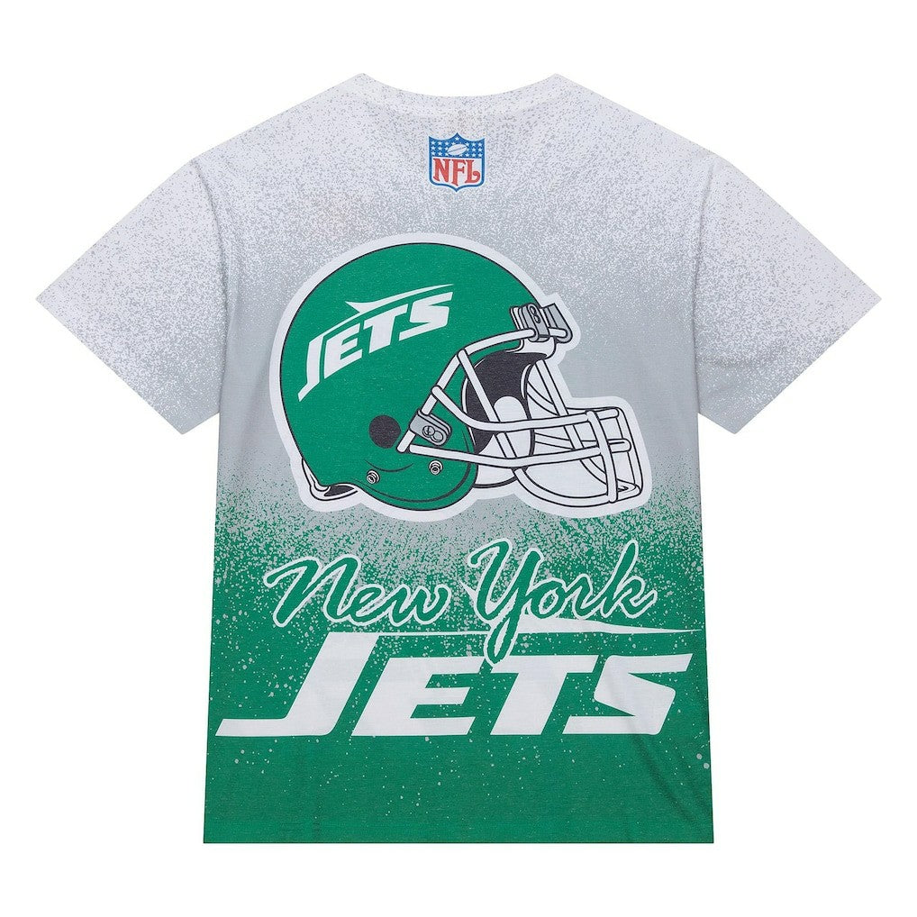New York Jets Team Burst Vintage Logo T-Shirt - White - Mitchell & Ness
