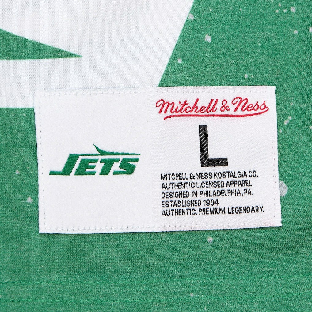 New York Jets Team Burst Vintage Logo T-Shirt - White - Mitchell & Ness
