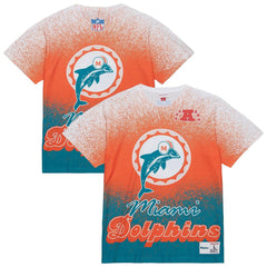 Miami Dolphins Team Burst Vintage Logo T-Shirt - White - Mitchell & Ness
