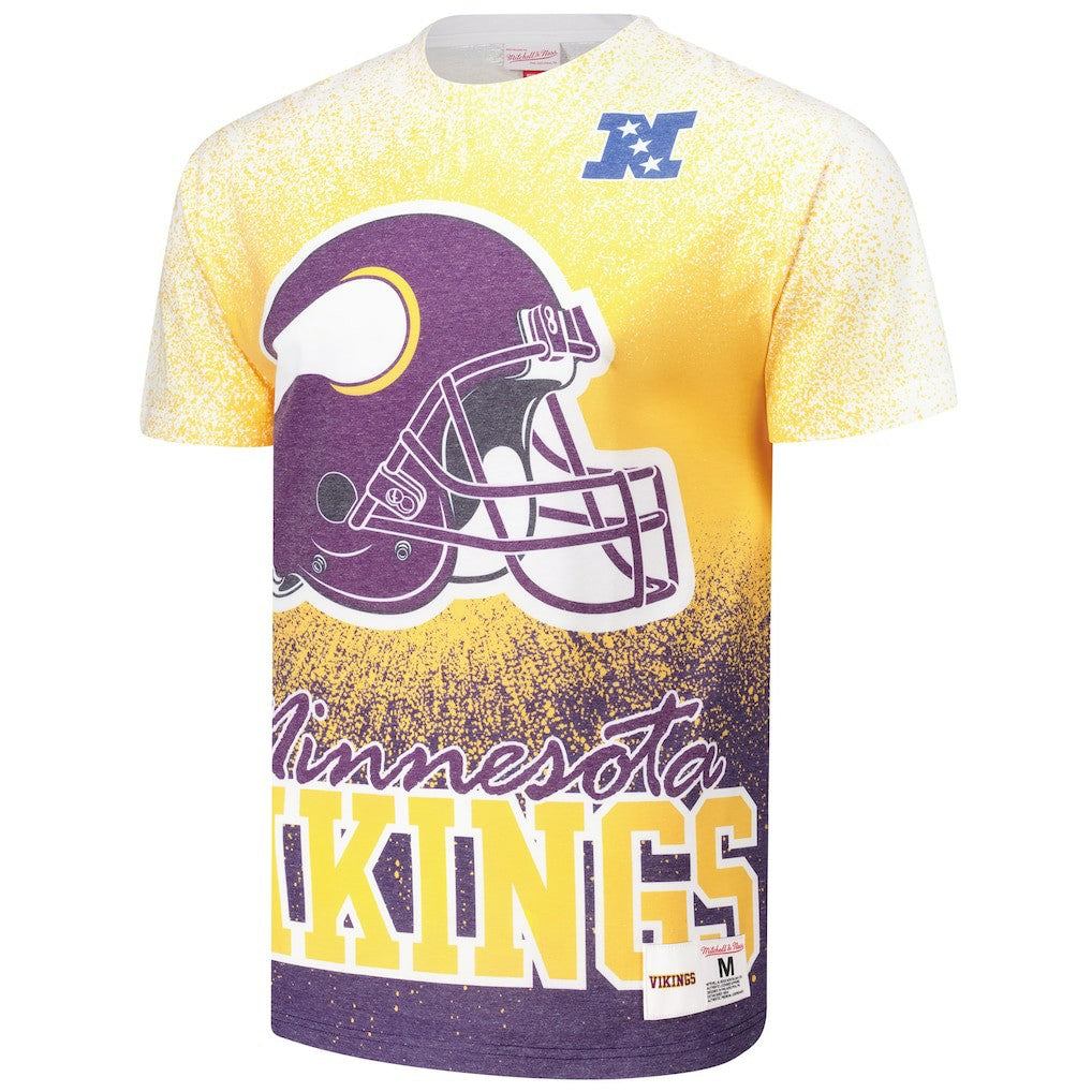 Minnesota Vikings Team Burst Vintage Logo T-Shirt - White - Mitchell & Ness