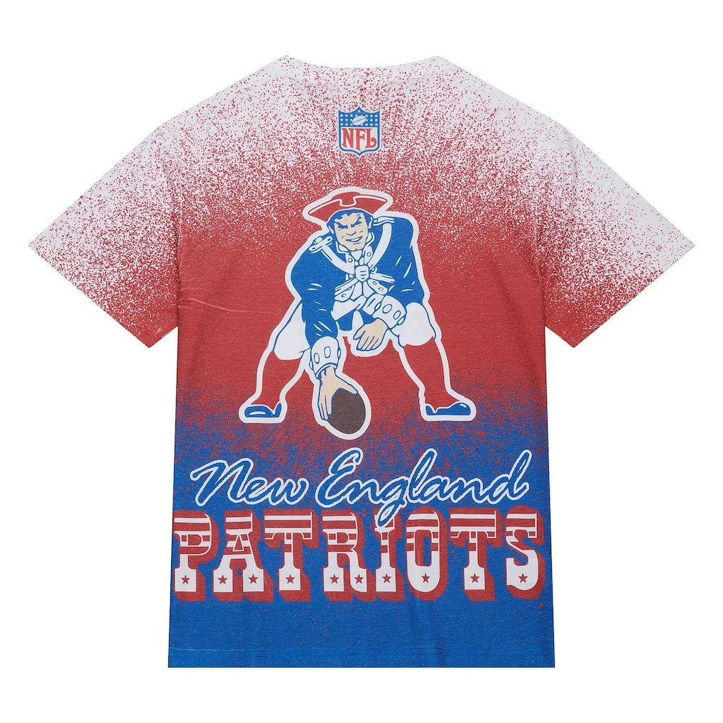 New England Patriots Team Burst Vintage Logo T-Shirt - White - Mitchell & Ness