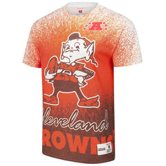 Cleveland Browns Team Burst Vintage Logo T-Shirt - White - Mitchell & Ness